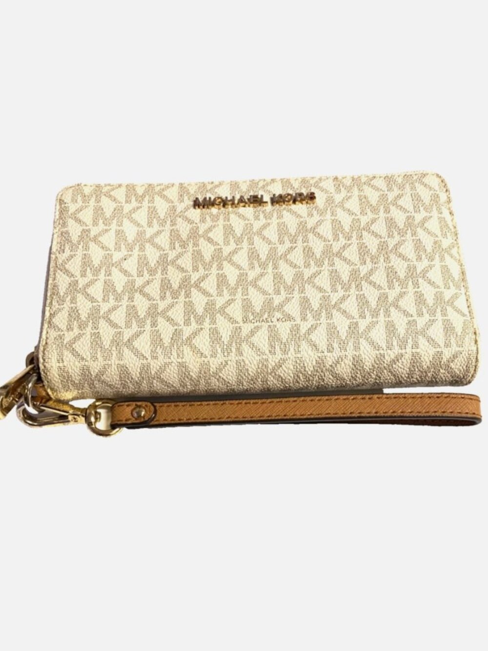 Michael Kors Jet Set Continental Travel Clutch Wristlet Wallet - Bright White